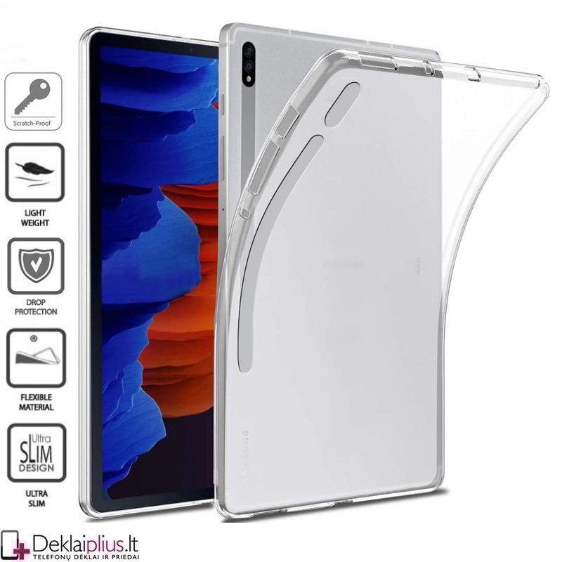 Silikoninis dėklas planšetei - permatomas (Samsung Tab S7 Plus (T970/T976)/Tab S8 Plus (SM-X806) Silikoninis dėklas planšetei - permatomas (Samsung Tab S7 Plus (T970/T976)/Tab S8 Plus (SM-X806)